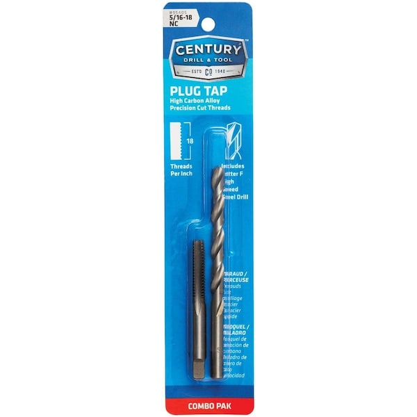 Century Drill & Tool 5/16-18 National Coarse Carbon Steel Tap-Plug and f Letter Gauge Drill Bit 95405 - main